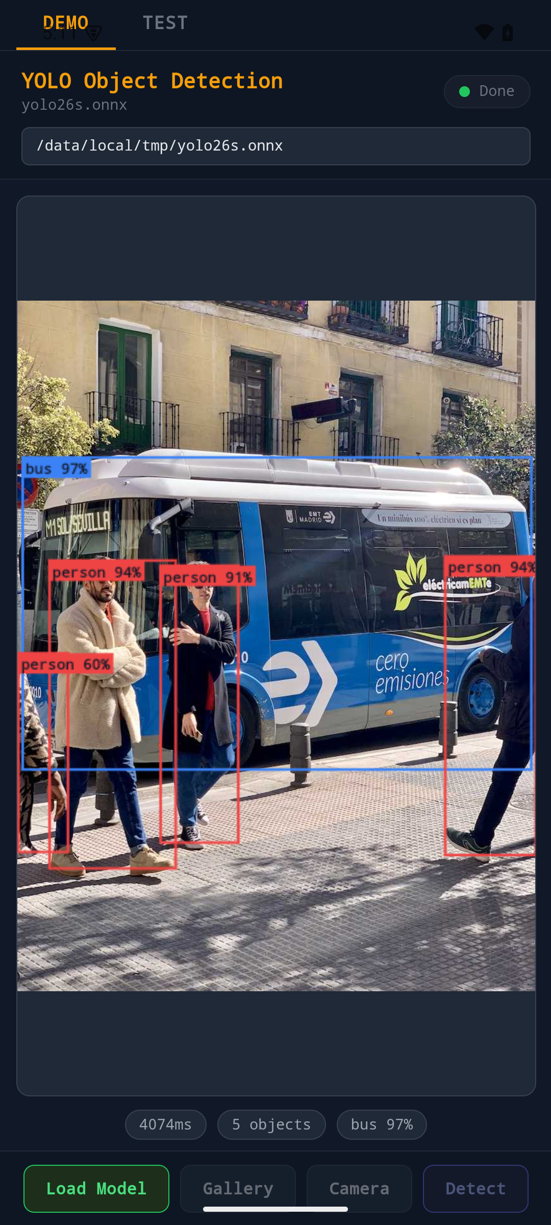 Demo: YOLO object detection running on-device via Dust on Android